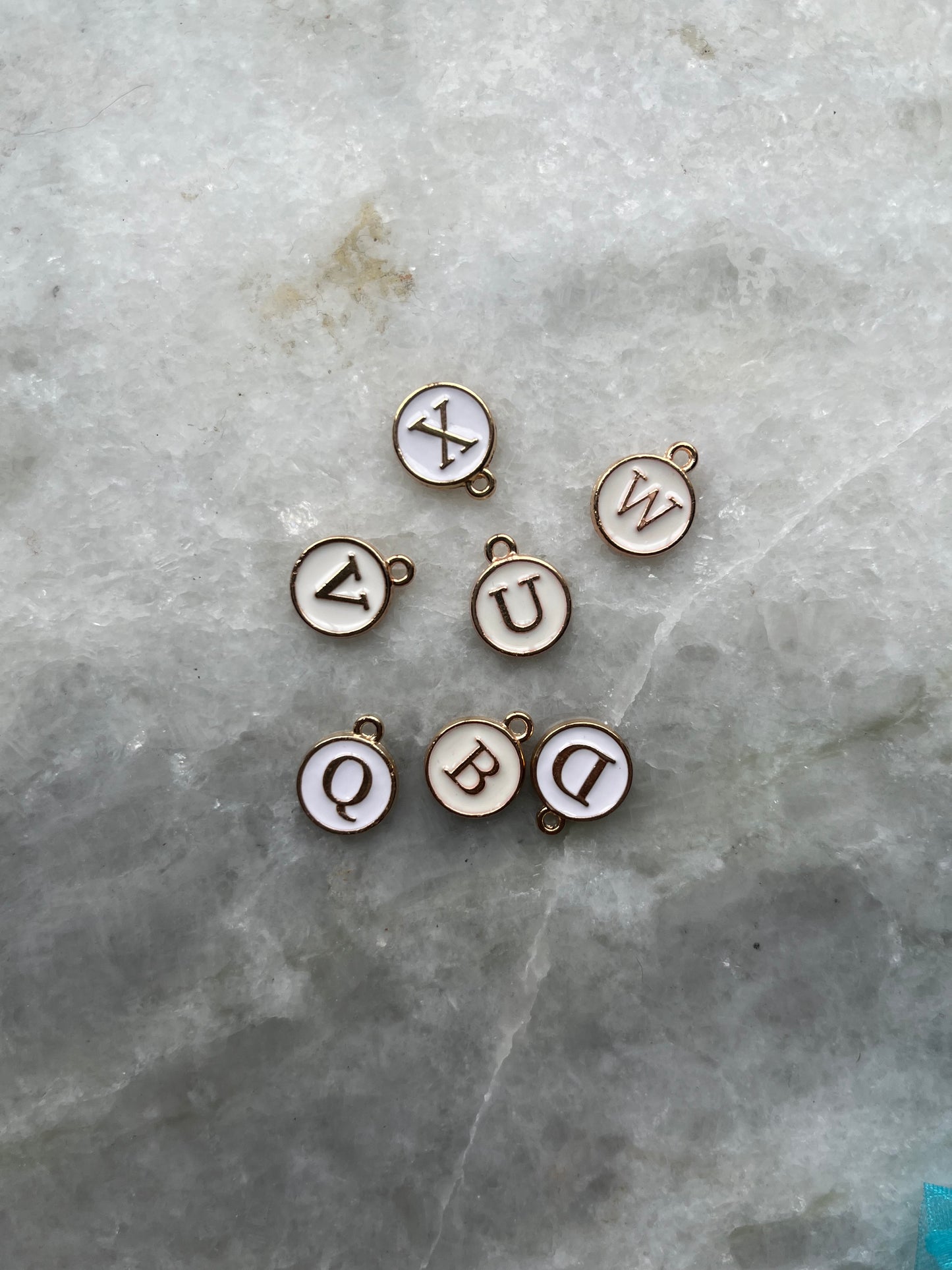 White Alphabet Letters Charm