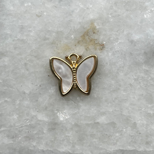 White Stone Butterfly Charm