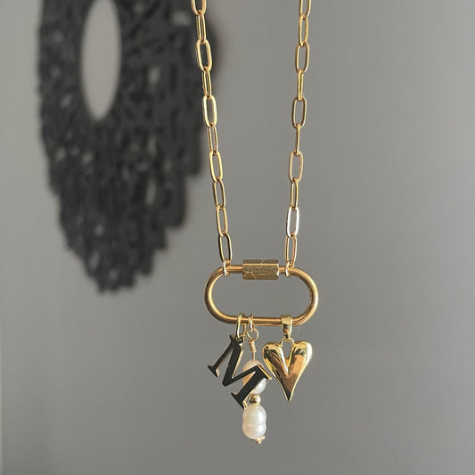 Keepsake Necklace: custom initial, pearls, & heart