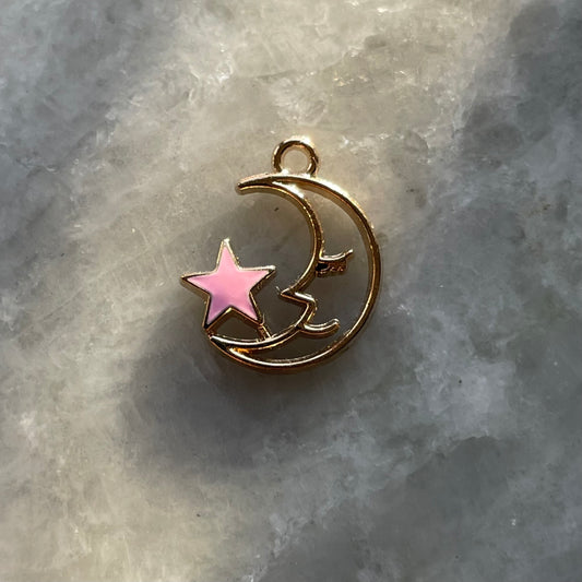 Pink Star & Cresent Moon Charm