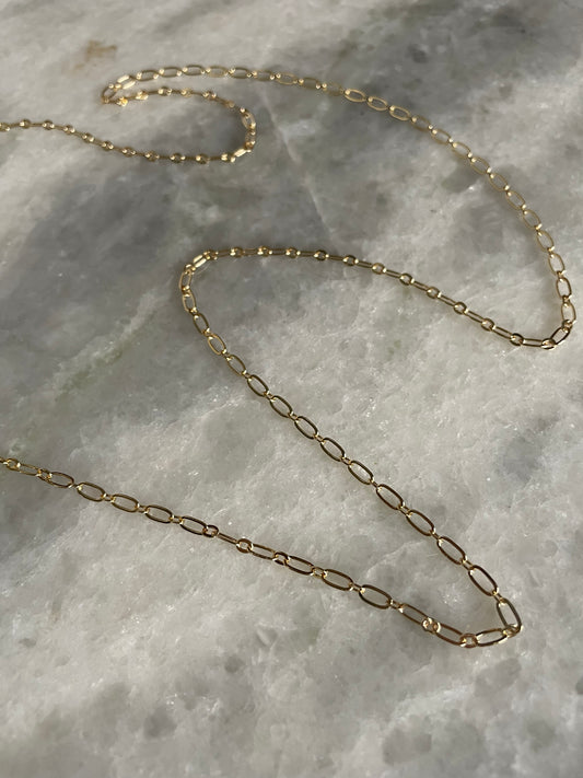 14K Dainty Gold Plated Stainless Steel Paperclip chain