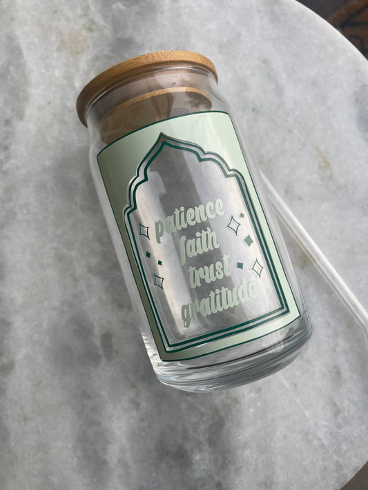 Virtues Tumbler: Patience, Faith, Trust, Gratitude
